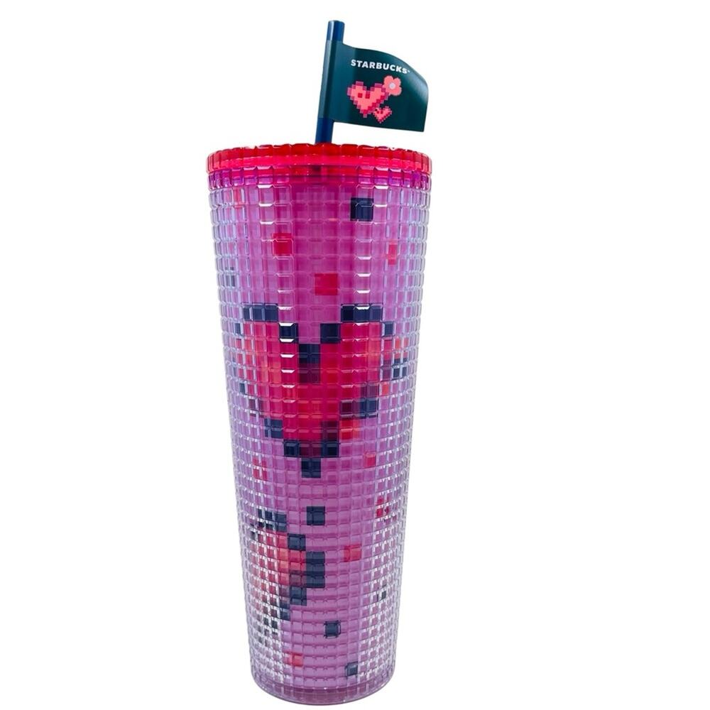 NWT Starbucks Pixel Heart Valentine‘s Day 2025 Collection Iced Cold Cup Tumbler